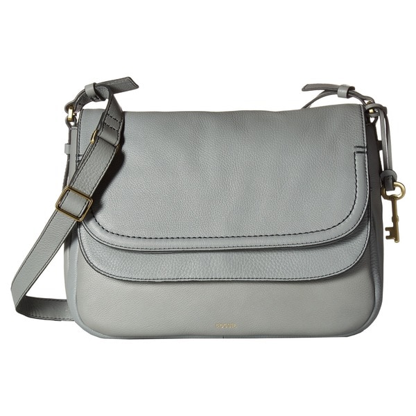 Shop Fossil Peyton Grey Leather Double-flap Crossbody Handbag - Free Shipping Today - Overstock ...