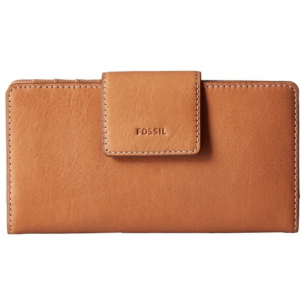Shop Fossil Emma RFID Tan Leather Tab Clutch Wallet - Free Shipping Today - Overstock - 13281943