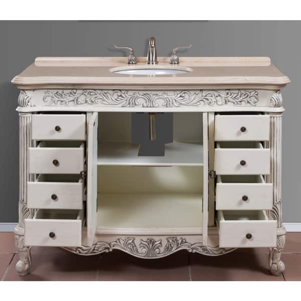 Ares Cream Marble 48 Inch Single Bathroom Vanity With Mirror Overstock 13283733
