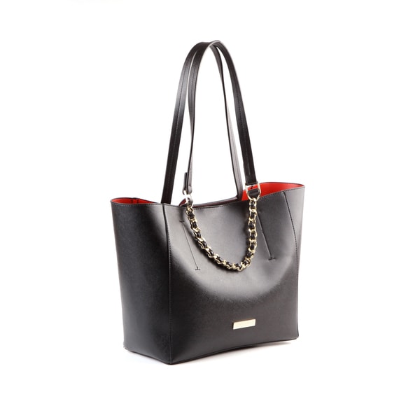 black chain tote bag