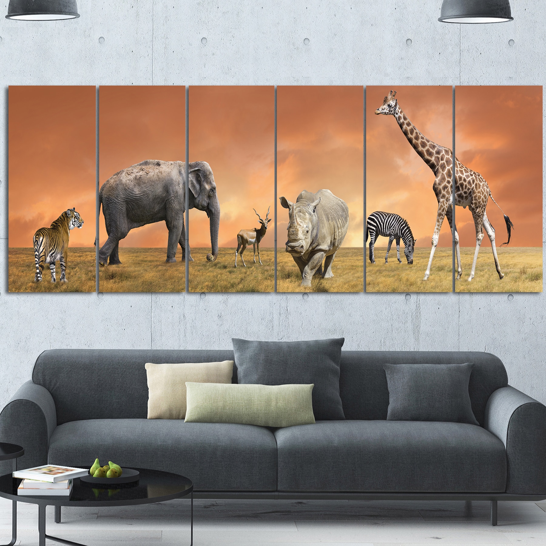 Verbergen Uitsteken wolf Designart "Savannah Wildlife Panorama" XXL Extra Large African Wall Art  Canvas Print - Overstock - 13284468