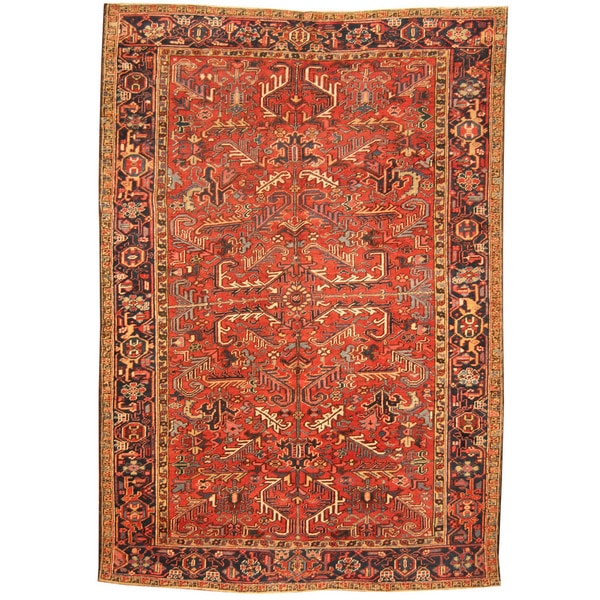 Herat Oriental Antique 1920's Persian Hand-knotted Heriz Wool Rug (7'5 x 10'5)