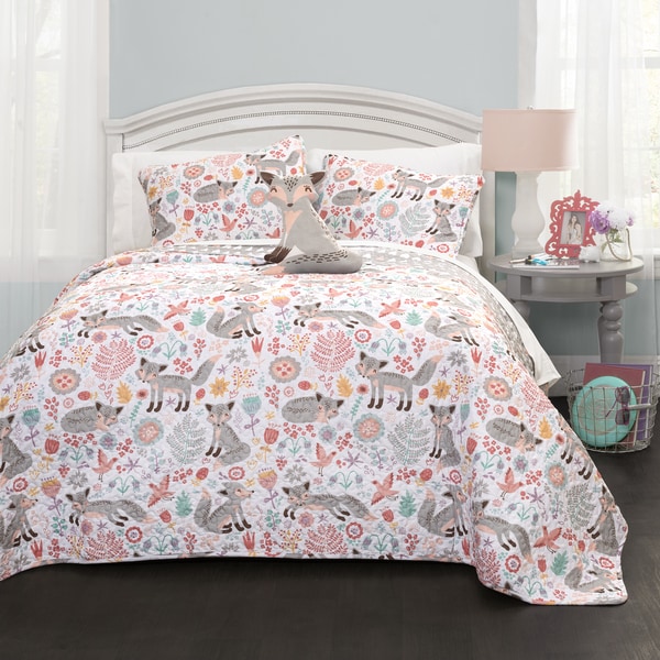 pink and grey kids bedding