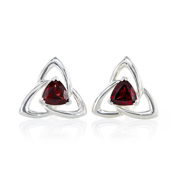Celtic Trinity Knot Earrings Sterling Silver with Stone Center