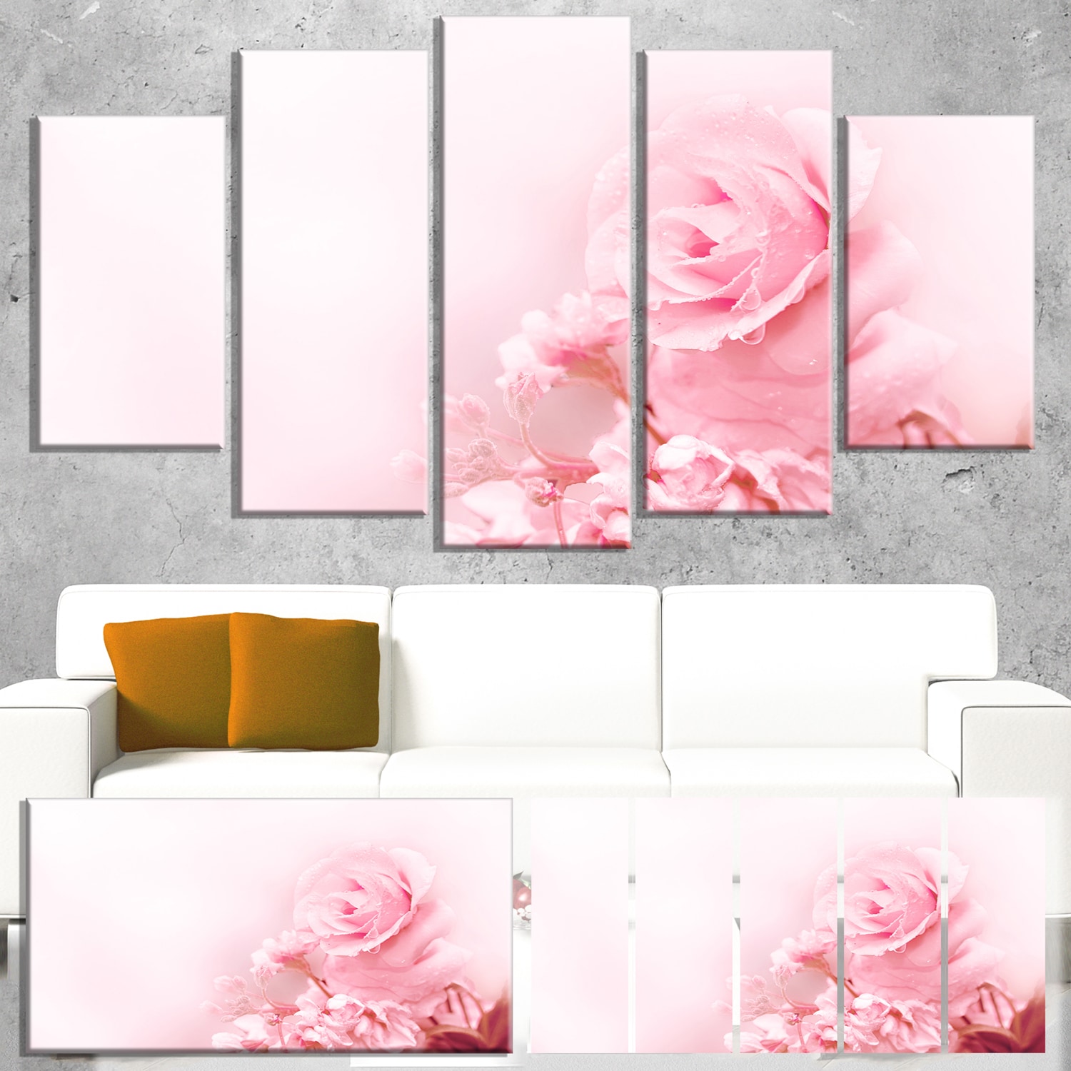 Designart Beautiful Rose in Magic Light Canvas Wall Art Print 20x12 Pink