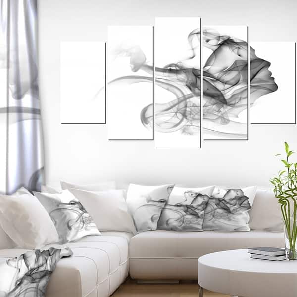 Shop Woman And Smoke Double Exposure Modern Portrait Canvas Wall Art Overstock 13285852