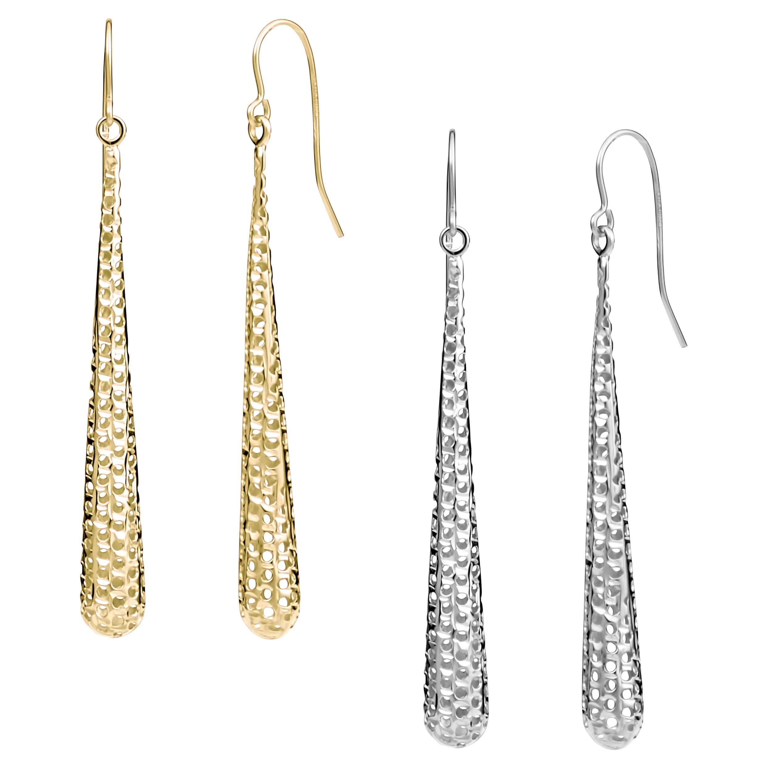 Au Naturale 14k Gold Long Teardrop Earrings (yellow or white)