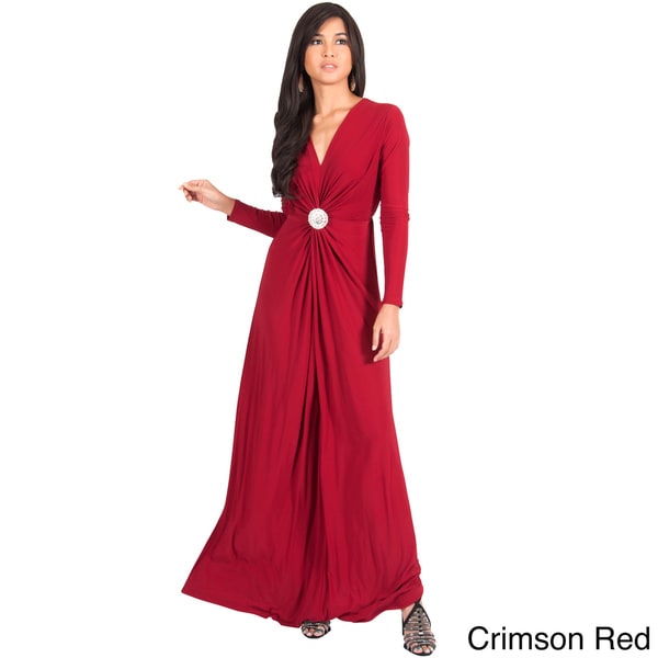 long sleeve flowy red dress