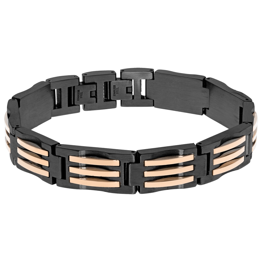 8.5 8.5 Arrow Jewelry Stainless Steel IP-Plated Multicolored Link Bracelet Polished//Satin Finish Chocolate Brown
