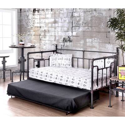 Furniture of America Herman Industrial Antique Black Metal Daybed