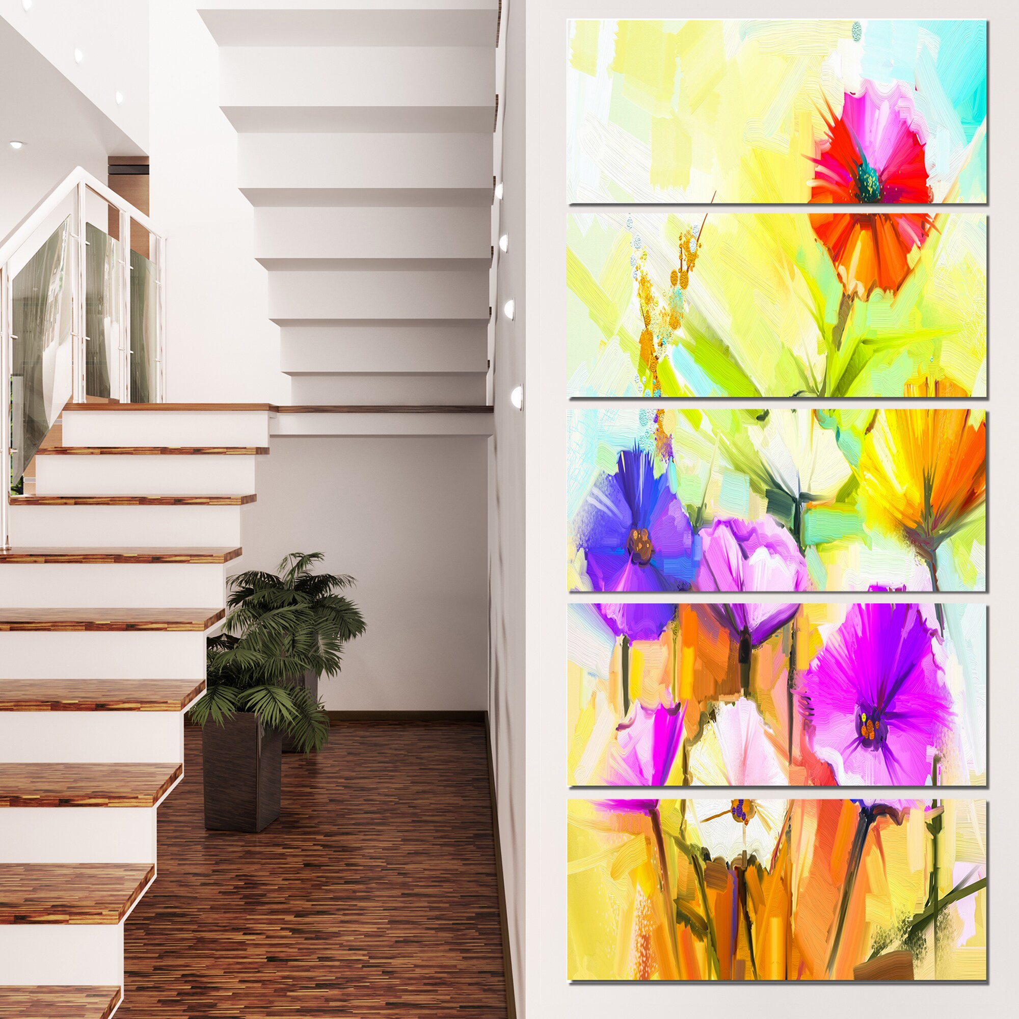 Shop Designart Colorful Gerbera Flowers Painting Large Floral