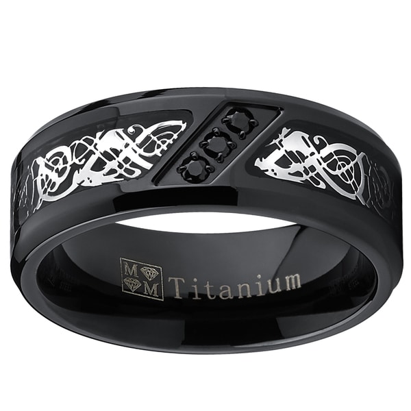 Titanium Wedding Ring with CZ