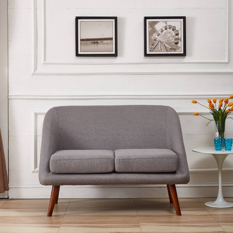 Mid-Century Modern Style Linen Fabric Loveseat