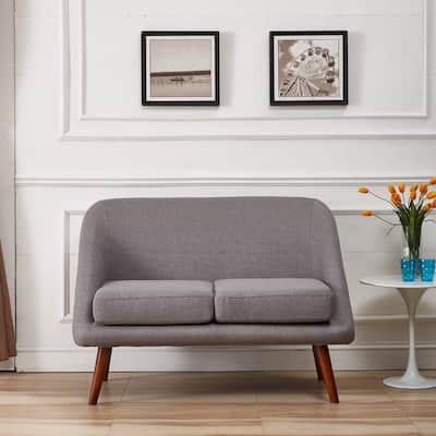 Mid-Century Modern Style Linen Fabric Loveseat