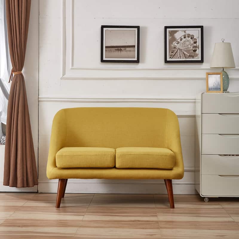 Mid-Century Modern Style Linen Fabric Loveseat