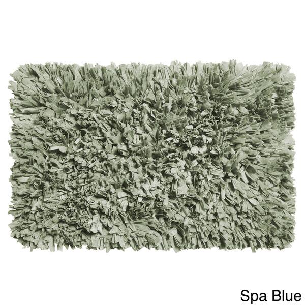 Shop Cotton Blend Paper Shag Bath Rug In Assorted Colors Overstock 13287624 Spa Blue