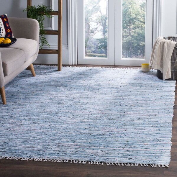 Shop Safavieh Rag Cotton Rug Bohemian Handmade Light Blue/ Multi Cotton
