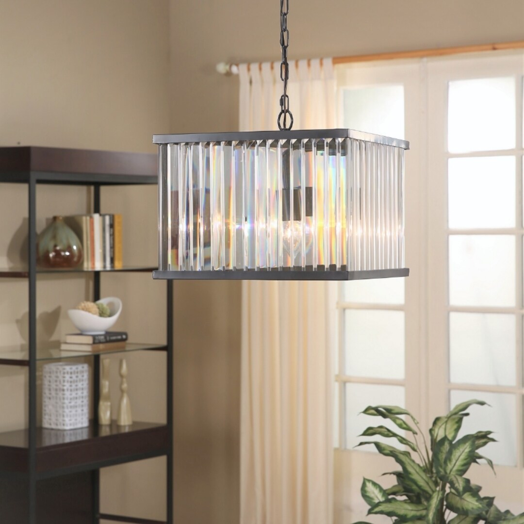 Abbyson Stella Black Square 4-light Chandelier (Stella) - Chandeliers For Bedrooms by Overstock.com