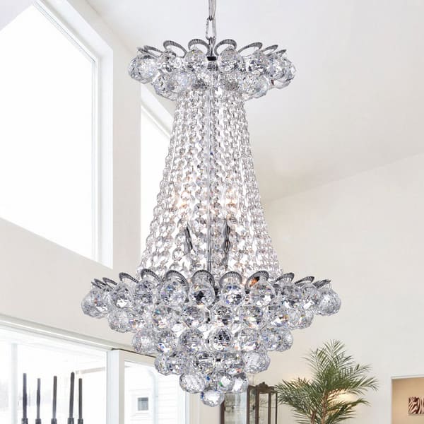 slide 1 of 1, Avril Chrome & Crystal Empire Chandelier