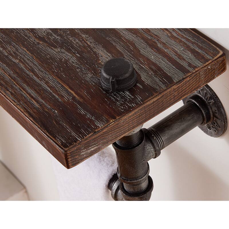 Armen Living Conrad Industrial Grey/ Walnut-finish Wood 20-inch Floating Wall Shelf
