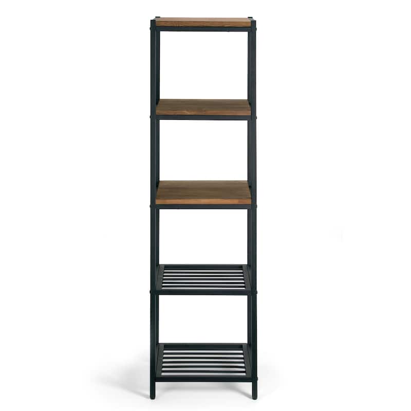 Ailis Brown Pine Wood/Metal 57-inch Etagere/Bookcase/Shelf/Media Center