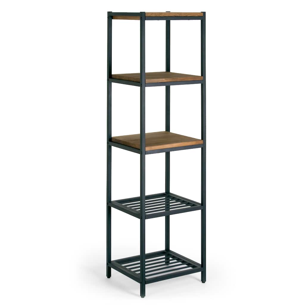 Ailis Brown Pine Wood/Metal 57-inch Etagere/Bookcase/Shelf/Media Center