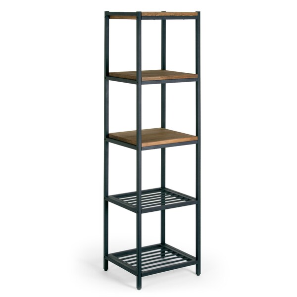 Ailis Brown Pine Wood/Metal 57inch Etagere/Bookcase/Shelf/Media Center Overstock 13288398