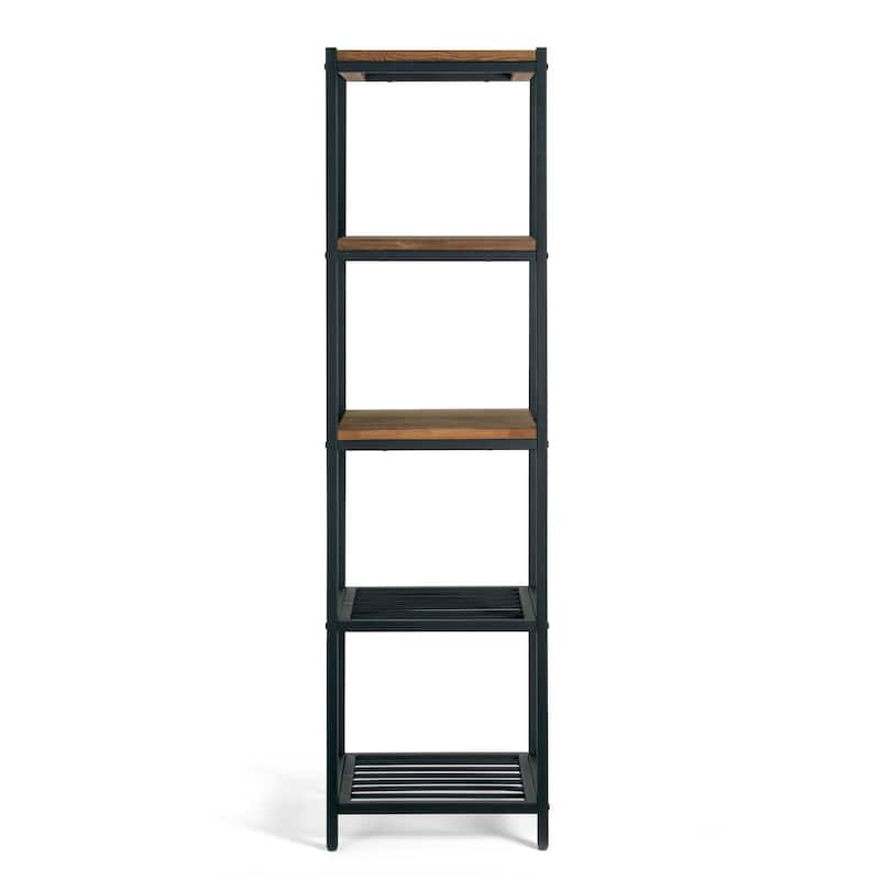 Ailis Brown Pine Wood/Metal 57-inch Etagere/Bookcase/Shelf/Media Center