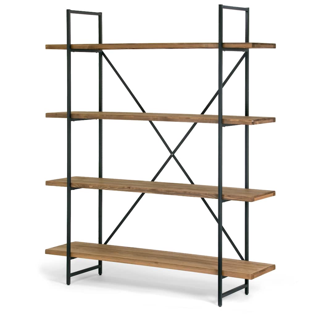 Ailis Brown Wood/Metal 4-shelf Etagere Bookcase