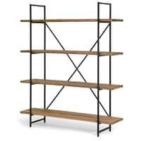 Ailis Brown Wood and Metal 75-inch 4-shelf Etagere Bookcase