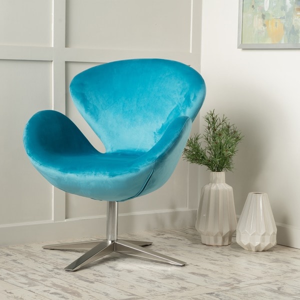 Shop Athena Velvet Modern Swivel Petal Chair By Christopher