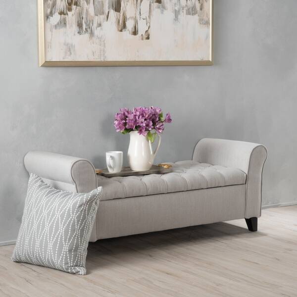 Shop Keiko Contemporary Rolled Arm Fabric Storage Ottoman Bench By