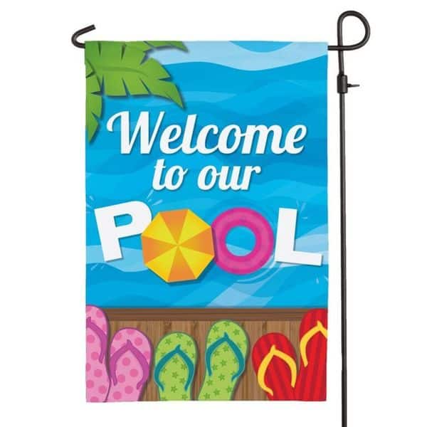 Welcome To Our Pool Multicolored Polyester Garden Flag On Sale Overstock 13290665