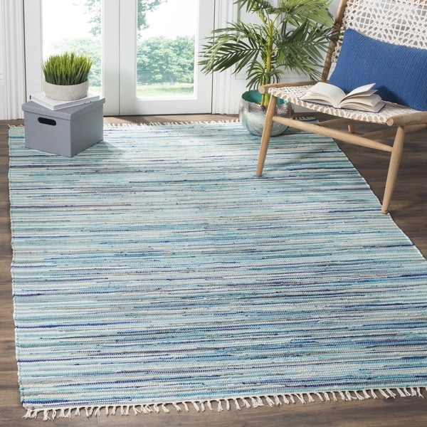 Safavieh Hand-Woven Rag Cotton Rug Turquoise/ Multicolored Cotton Rug - 6' x 9'