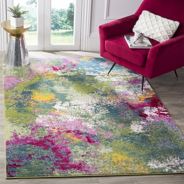 Safavieh Watercolor Contemporary Green/ Fuchsia Rug (5' 3 x 7' 6 )