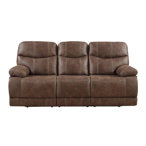 Shop Emerald Sanded Brown Microfiber Dual Reclining Sofa Free