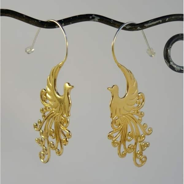 Shop Handmade Gold Plated Peacock Earrings By Spirit