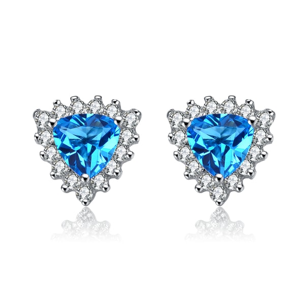 Collette Z Sterling Silver Crystal Blue Cubic Zirconia Earrings Collette Z Sterling Silver Crystal Blue Cubic Zirconia Earrings