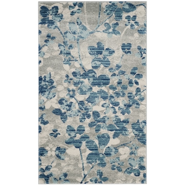 Safavieh Evoke Vintage Flora Grey / Light Blue Rug - 2'2" x 4'
