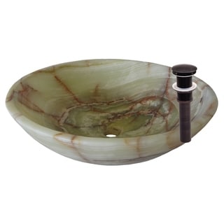Novatto Green Onyx Vessel Sink and Oil Rubbed Bronze Umbrella Drain