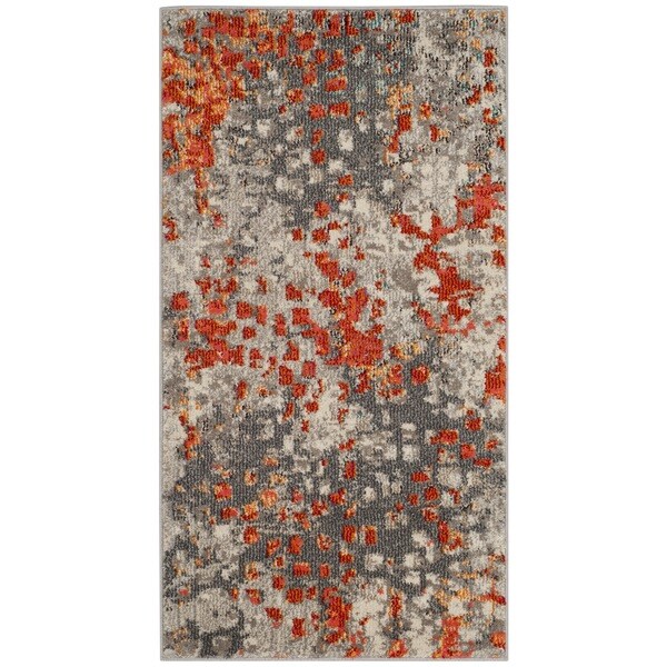 Safavieh Monaco Shiloh Abstract Watercolor Grey/ Orange Rug - 2'2" x 4'