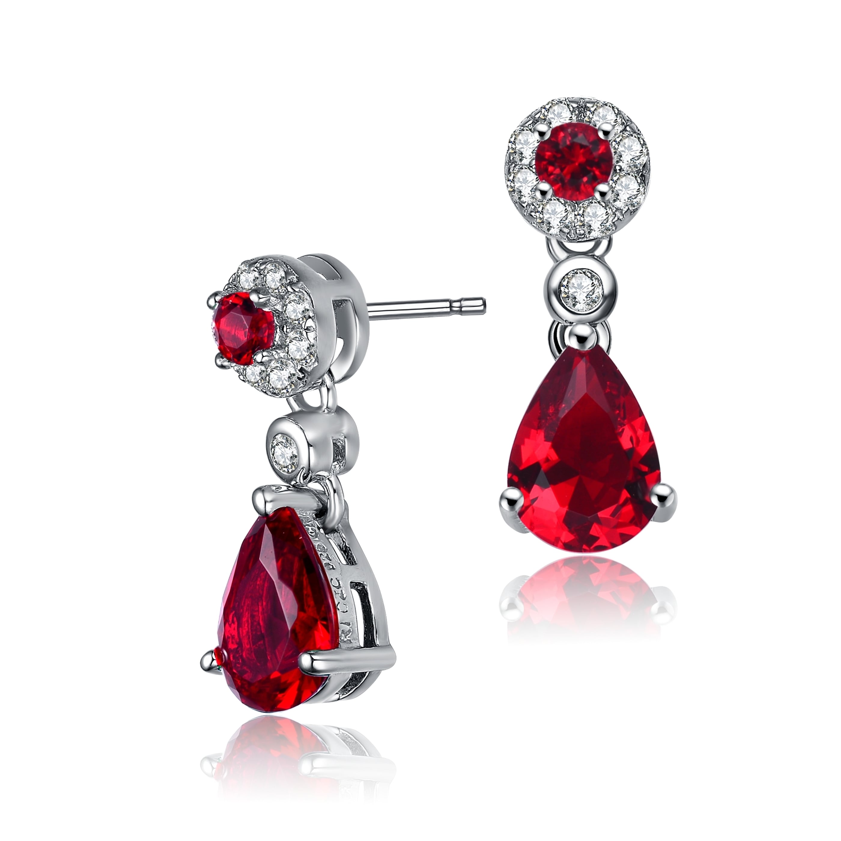 Collette Z Sterling Silver Red Cubic Zirconia Dress Earrings Collette Z Sterling Silver Red