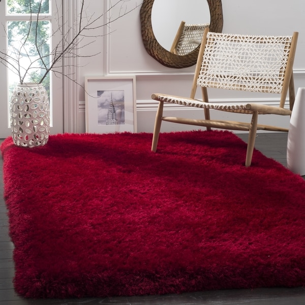 Safavieh Handmade Luxe Shag Super Plush Red Polyester Rug - 2' x 3'