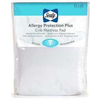 Sealy Allergy Protection Plus Waterproof Fitted Crib Mattress Pad - White