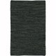preview thumbnail 9 of 11, Artist's Loom Flatweave Contemporary Solid Pattern Leather Rug (3'6"x5'6") - 3'6"x5'6" black
