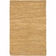 preview thumbnail 8 of 11, Artist's Loom Flatweave Contemporary Solid Pattern Leather Rug (3'6"x5'6") - 3'6"x5'6" Beige/Gold