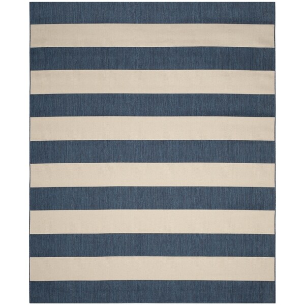 Safavieh Courtyard Contemporary Indoor/Outdoor Navy/ Beige Rug - 8' x 10'
