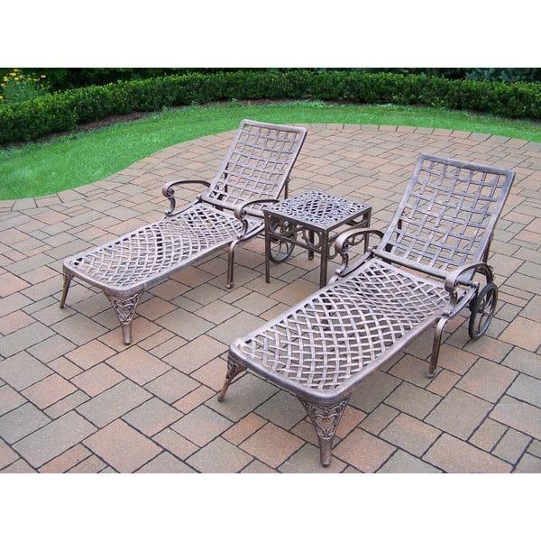 Shop 3 Piece Merit Cast Aluminum Lounge Set With 2 Wheeled Chaise