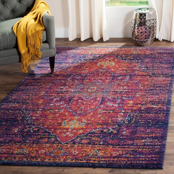 Safavieh Evoke Vintage Medallion Vibrant Blue/ Fuchsia Pink Distressed Rug - 8' x 10'