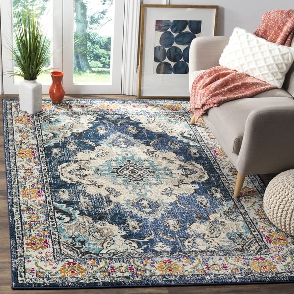 safavieh monaco bohemian medallion navy / light blue